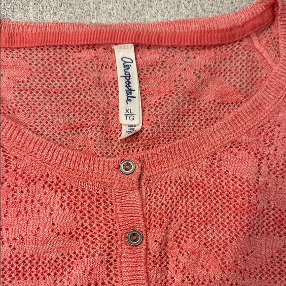Aeropostale Coral Long Sleeve Lace Top - Picture 2 of 7